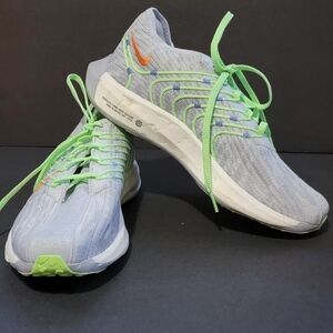 Nike Womens Pegasus Turbo Sneakers Gray/Orange/Green Size 8.5